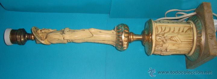 Vintage: LAMPARA FIGURA ASIATICA FUNCIONA, PASTA y M&Aacute;RMOL - Foto 2