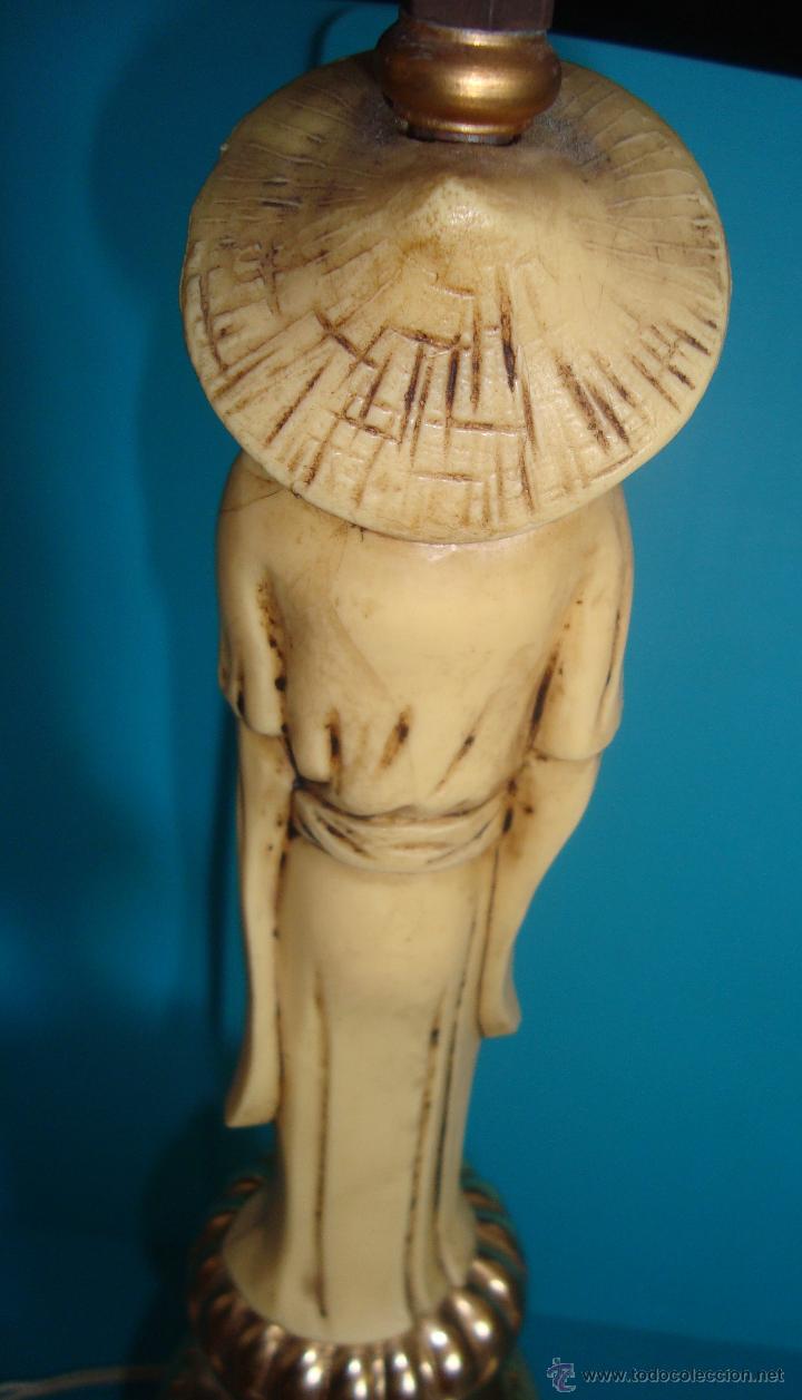 Vintage: LAMPARA FIGURA ASIATICA FUNCIONA, PASTA y M&Aacute;RMOL - Foto 3
