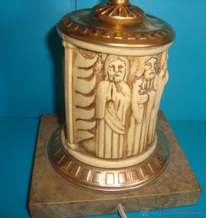 Vintage: LAMPARA FIGURA ASIATICA FUNCIONA, PASTA y M&Aacute;RMOL - Foto 4