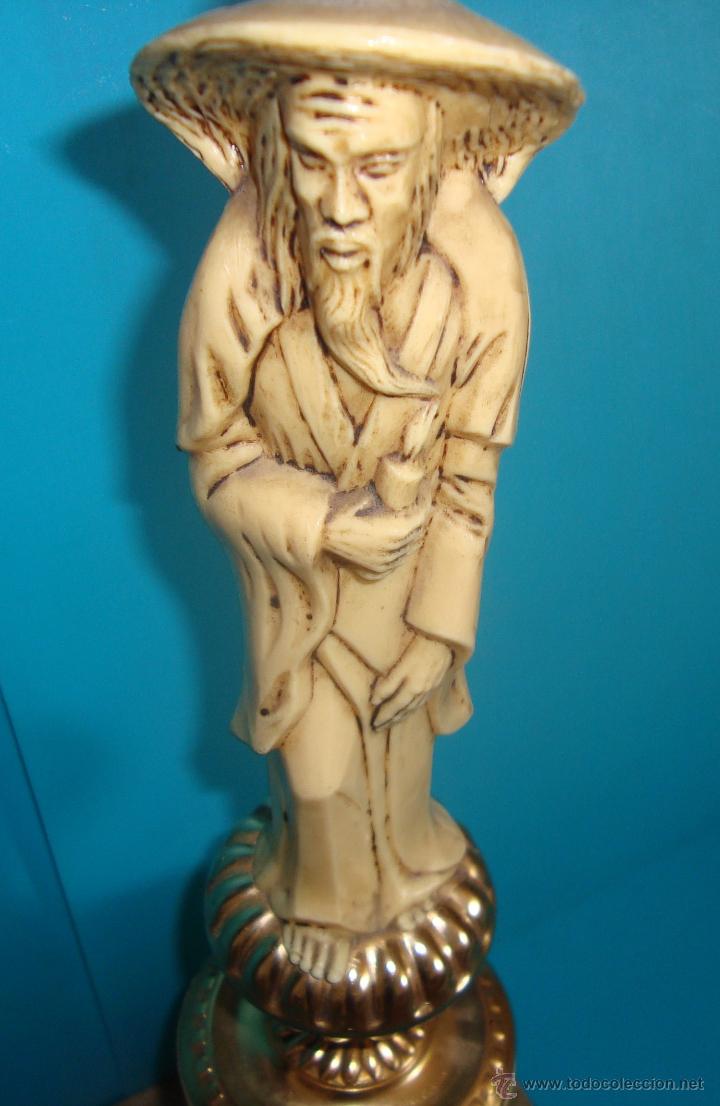 Vintage: LAMPARA FIGURA ASIATICA FUNCIONA, PASTA y M&Aacute;RMOL - Foto 5