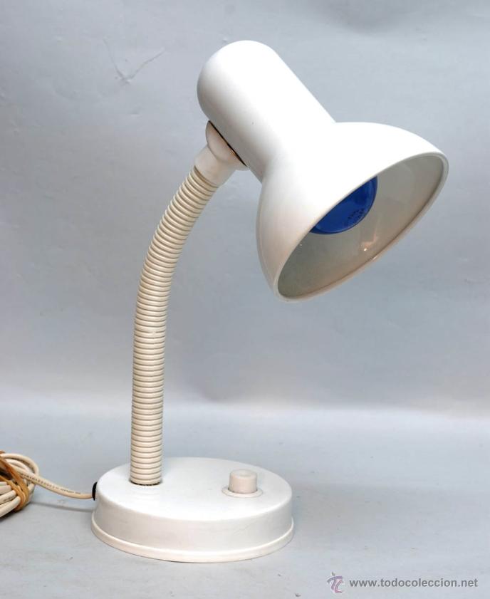 Vintage: Lampara sobremesa flexo en blanco a&ntilde;os 80 - Foto 1