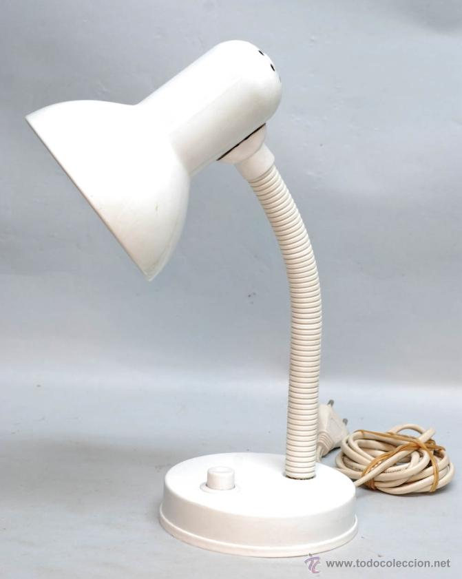 Vintage: Lampara sobremesa flexo en blanco a&ntilde;os 80 - Foto 2