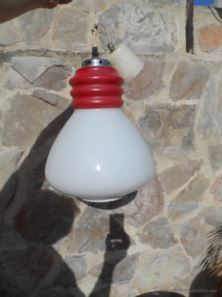 Vintage: lampara vintage cristal blanco y rojo - Foto 1