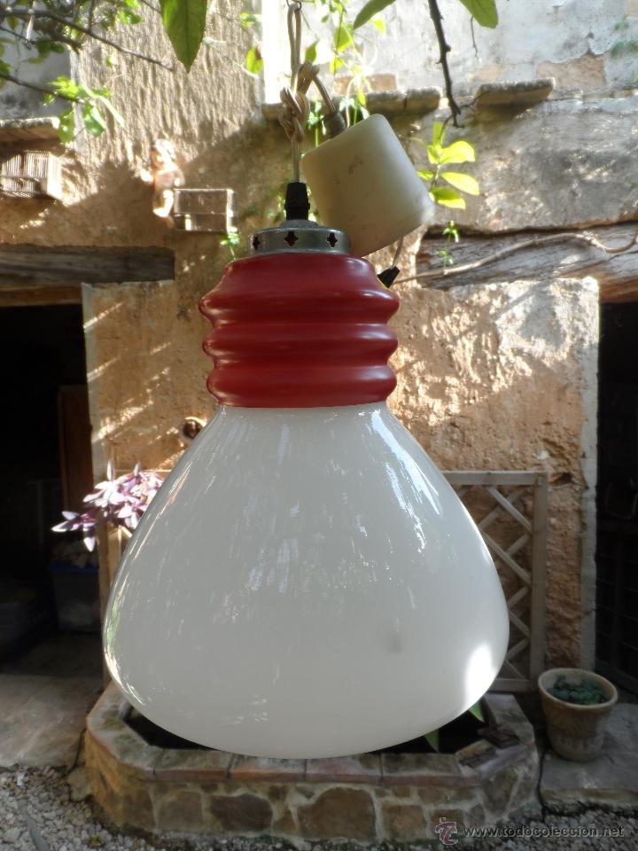 Vintage: lampara vintage cristal blanco y rojo - Foto 2
