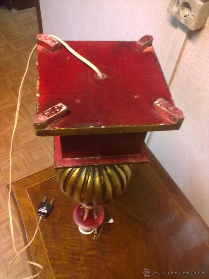 Vintage: LAMPARA SOBREMESA MADERA DORADA Y POLICROMADA - Foto 6