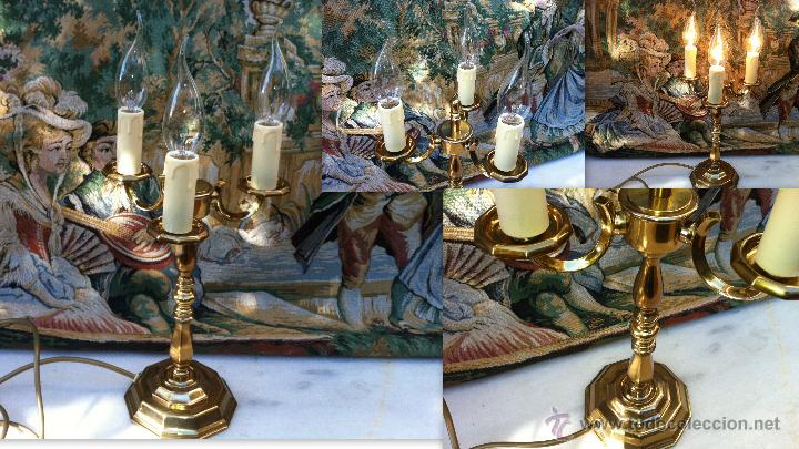 Vintage: L&aacute;mpara candelabro de bronce o lat&oacute;n mide 42 cm - Foto 1
