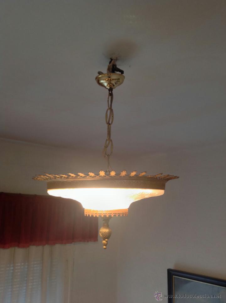 Vintage: Plaf&oacute;n de techo metal y cristal - Foto 3