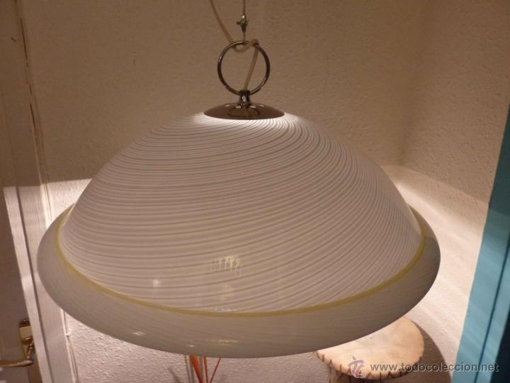 Vintage: LAMPARA DE TECHO CAMPANA MURANO ESTRIADA - Foto 1