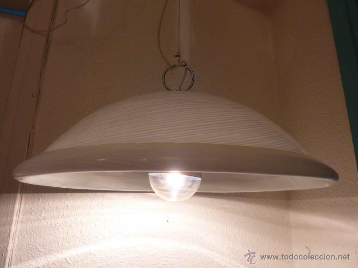 Vintage: LAMPARA DE TECHO CAMPANA MURANO ESTRIADA - Foto 3
