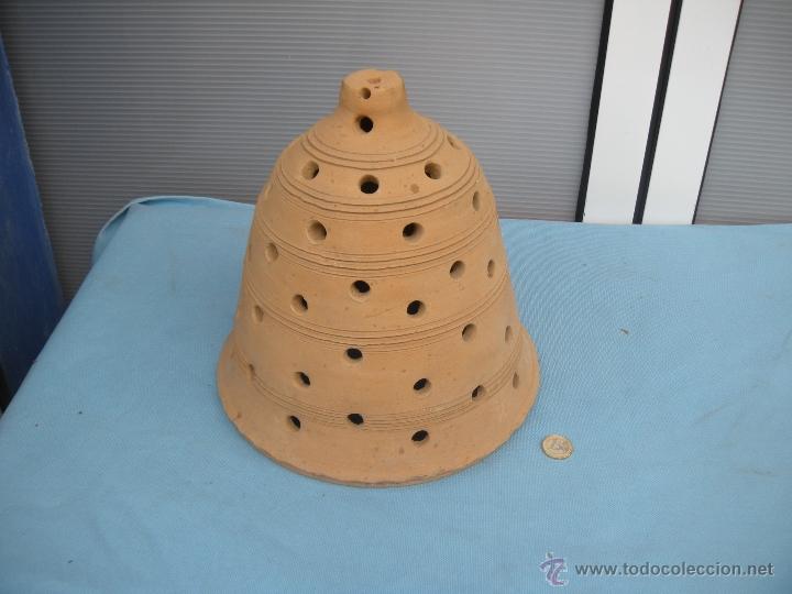 Vintage: L&Aacute;MPARA TULIPA DE TERRACOTA CON FORMA DE CAMPANA - Foto 5