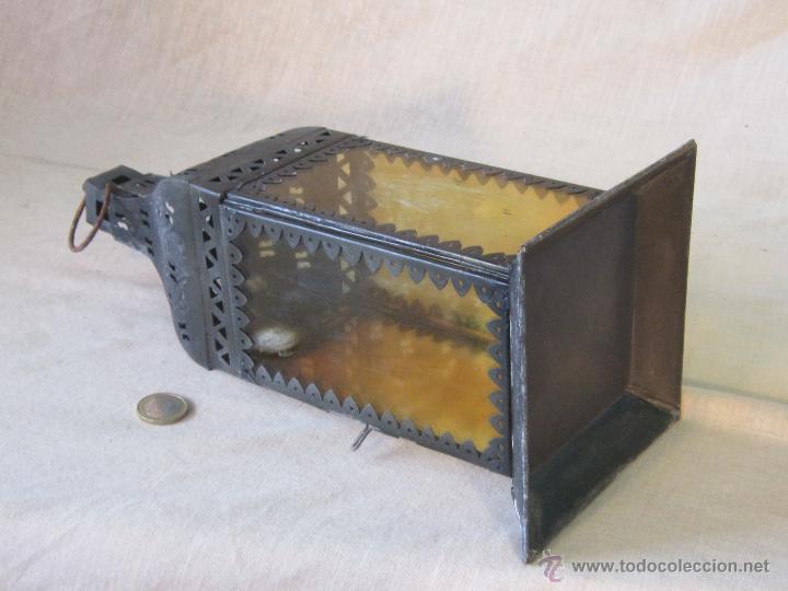 Vintage: FAROL EN METAL Y CRISTALES AMARILLOS - Foto 3