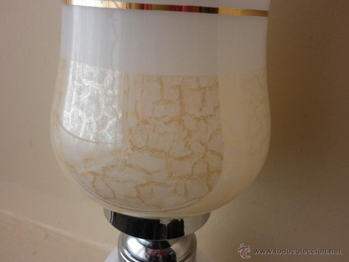 Vintage: L&Aacute;MPARA QUINQU&Eacute; DE CRISTAL DE OPALINA BLANCO - Foto 4