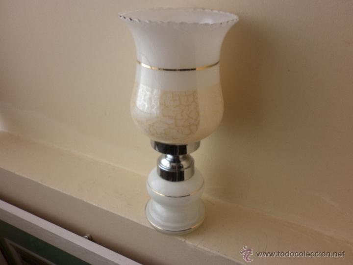 Vintage: L&Aacute;MPARA QUINQU&Eacute; DE CRISTAL DE OPALINA BLANCO - Foto 5