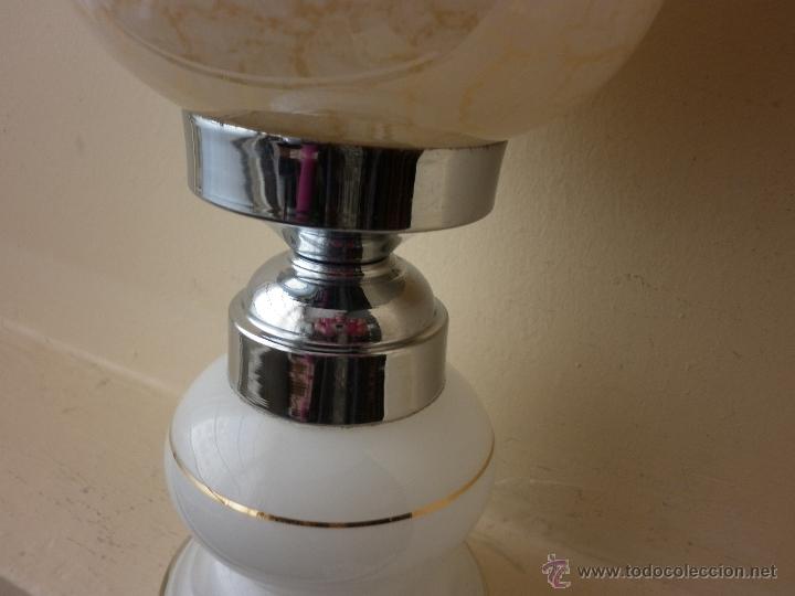 Vintage: L&Aacute;MPARA QUINQU&Eacute; DE CRISTAL DE OPALINA BLANCO - Foto 6