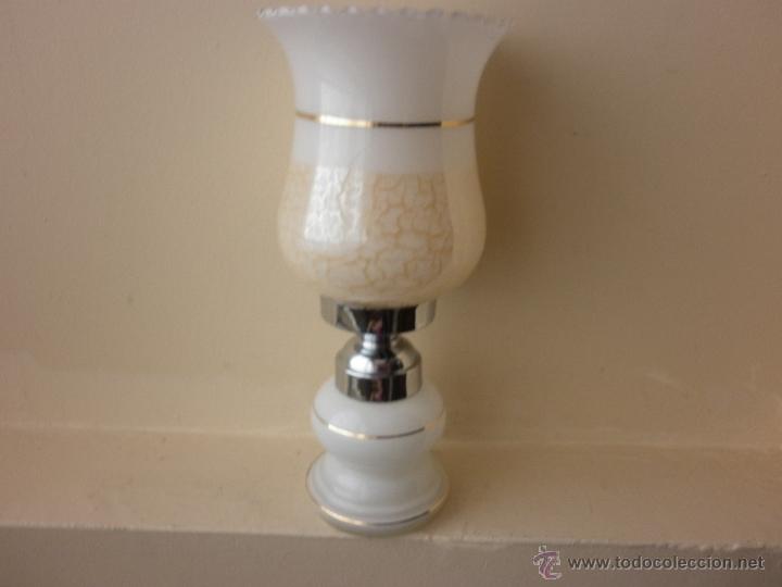 Vintage: L&Aacute;MPARA QUINQU&Eacute; DE CRISTAL DE OPALINA BLANCO - Foto 7