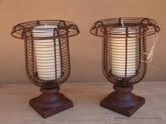 Vintage: 2 portavelas de hierro marr&oacute;n - Foto 1