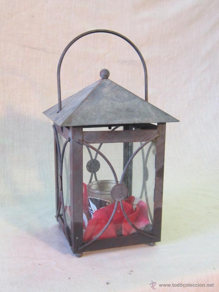 Vintage: FAROL EN METAL Y CRISTAL - Foto 1