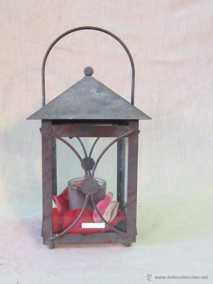 Vintage: FAROL EN METAL Y CRISTAL - Foto 2