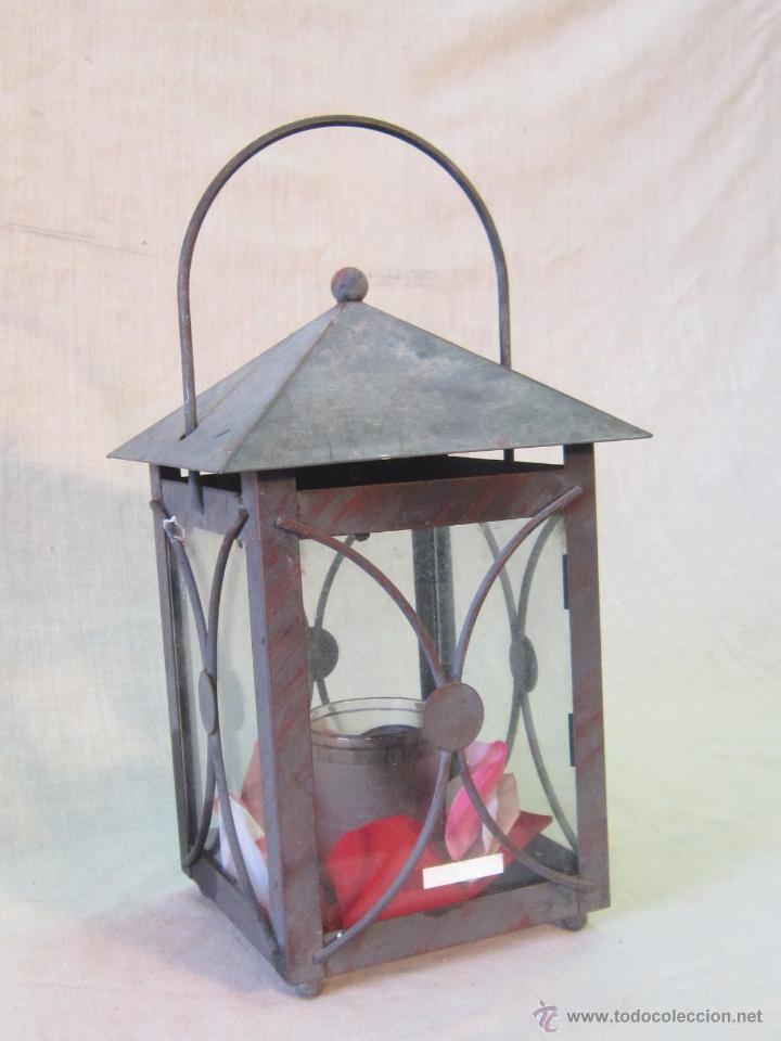 Vintage: FAROL EN METAL Y CRISTAL - Foto 3