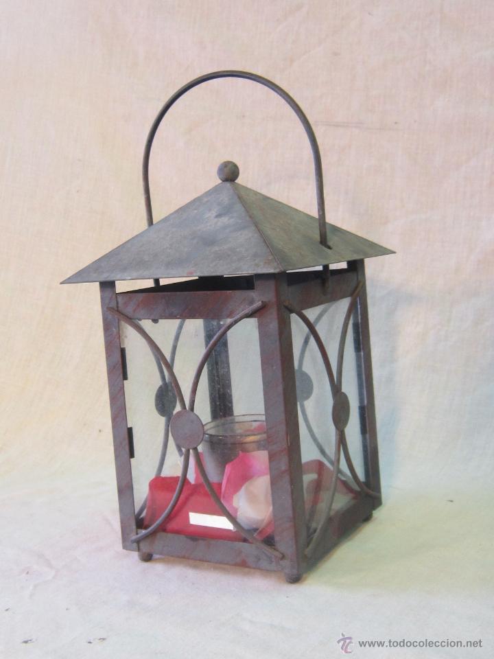 Vintage: FAROL EN METAL Y CRISTAL - Foto 4