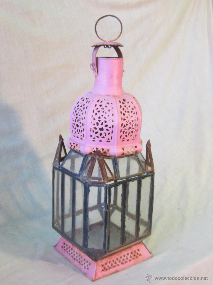 Vintage: FAROL DE METAL PINTADO CON CRISTALES - Foto 1