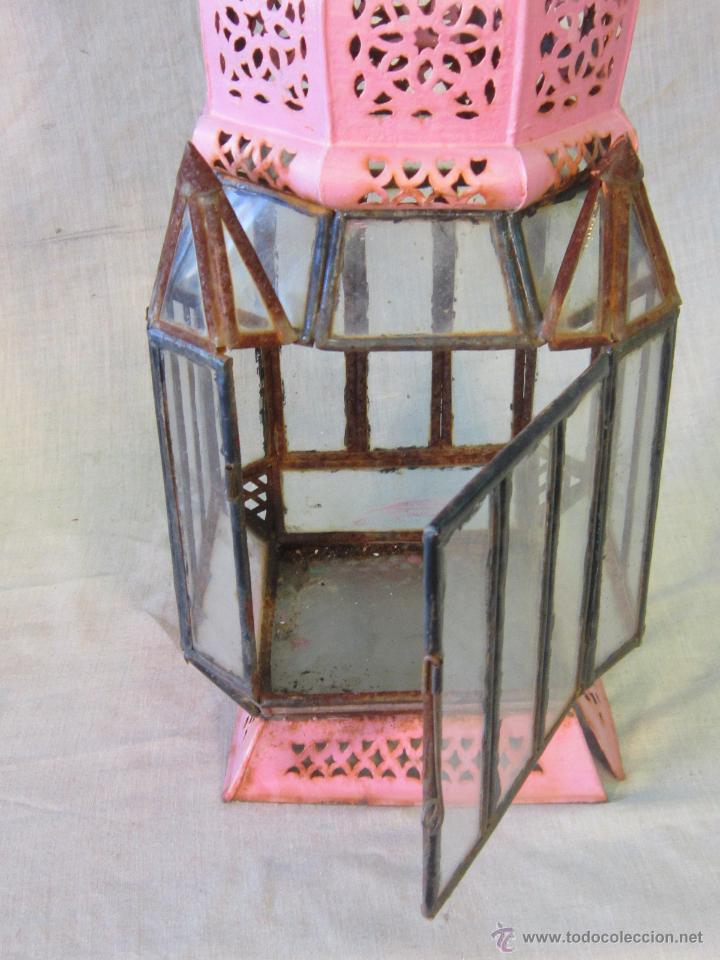 Vintage: FAROL DE METAL PINTADO CON CRISTALES - Foto 3