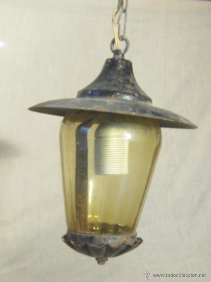 Vintage: FAROL LAMPARA DE TECHO EN HIERRO DE FORJA - Foto 1