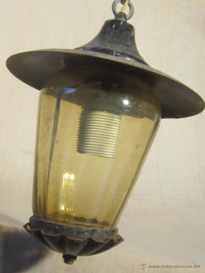 Vintage: FAROL LAMPARA DE TECHO EN HIERRO DE FORJA - Foto 5