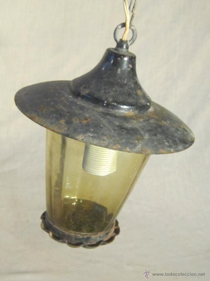 Vintage: FAROL LAMPARA DE TECHO EN HIERRO DE FORJA - Foto 6