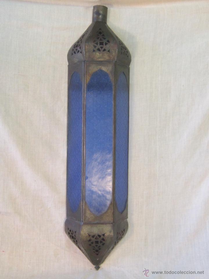 Vintage: APLIQUE EN CHAPA DE HIERRO CON CRISTALES AZULES - Foto 1