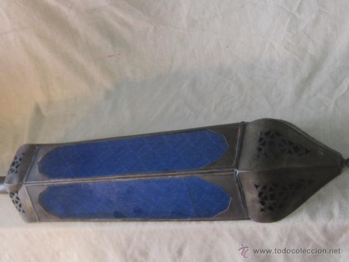 Vintage: APLIQUE EN CHAPA DE HIERRO CON CRISTALES AZULES - Foto 3