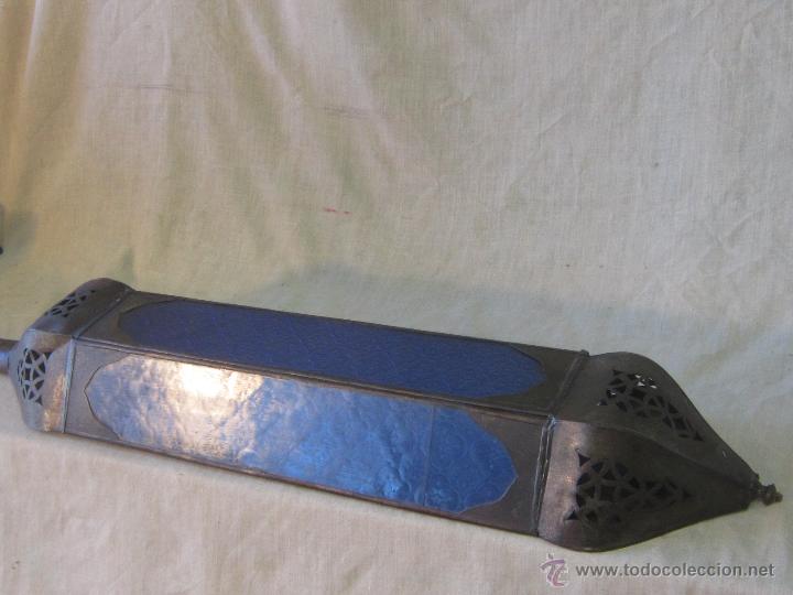 Vintage: APLIQUE EN CHAPA DE HIERRO CON CRISTALES AZULES - Foto 4