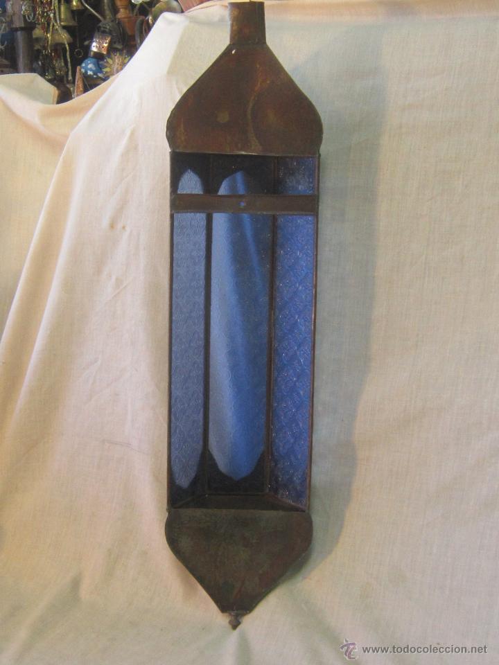 Vintage: APLIQUE EN CHAPA DE HIERRO CON CRISTALES AZULES - Foto 5