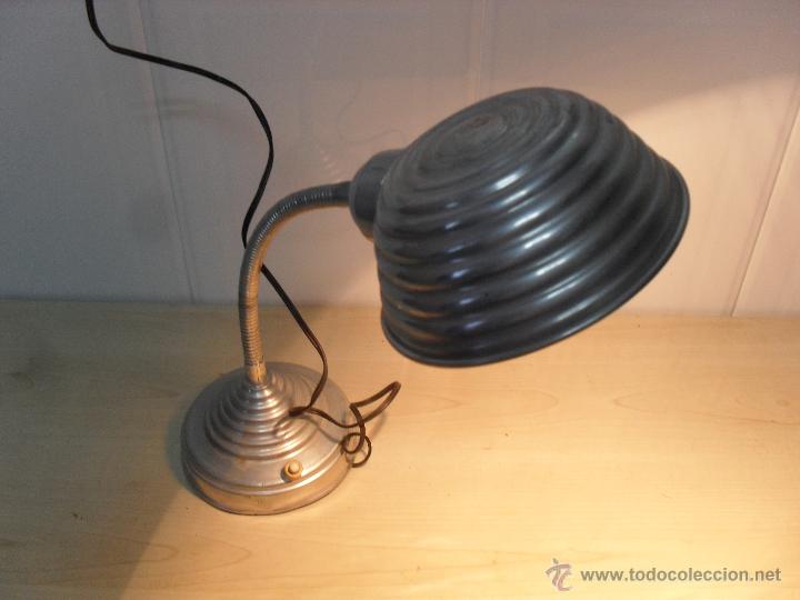 Vintage: FLEXO DE ALUMINIO CON PORTALAMPARAS NEGRO - Foto 1