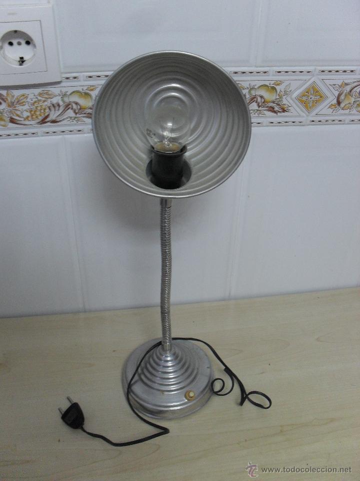 Vintage: FLEXO DE ALUMINIO CON PORTALAMPARAS NEGRO - Foto 4