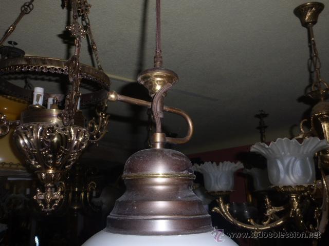 Vintage: ORIGINAL LAMPARA DE COLGAR CON EL PLAFON DE CRISTAL DE OPALINA - Foto 4
