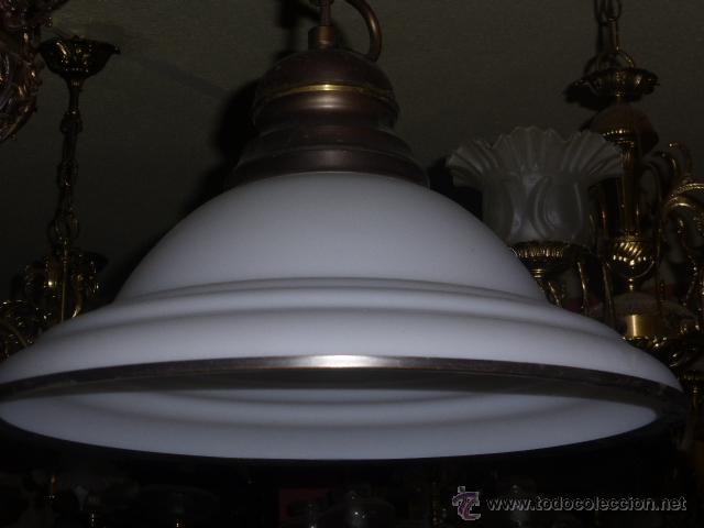 Vintage: ORIGINAL LAMPARA DE COLGAR CON EL PLAFON DE CRISTAL DE OPALINA - Foto 6