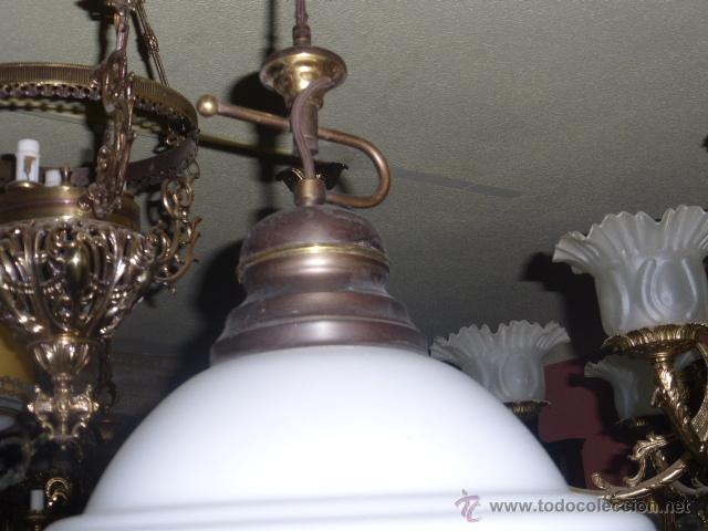 Vintage: ORIGINAL LAMPARA DE COLGAR CON EL PLAFON DE CRISTAL DE OPALINA - Foto 7