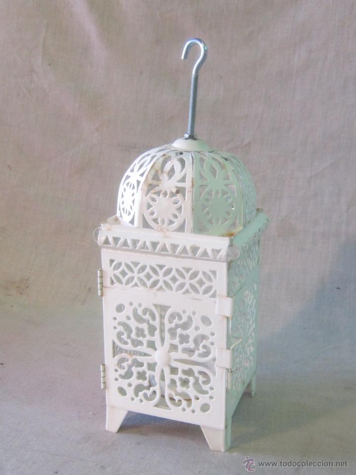 Vintage: FAROL EN METAL DE COLOR BLANCO - Foto 2