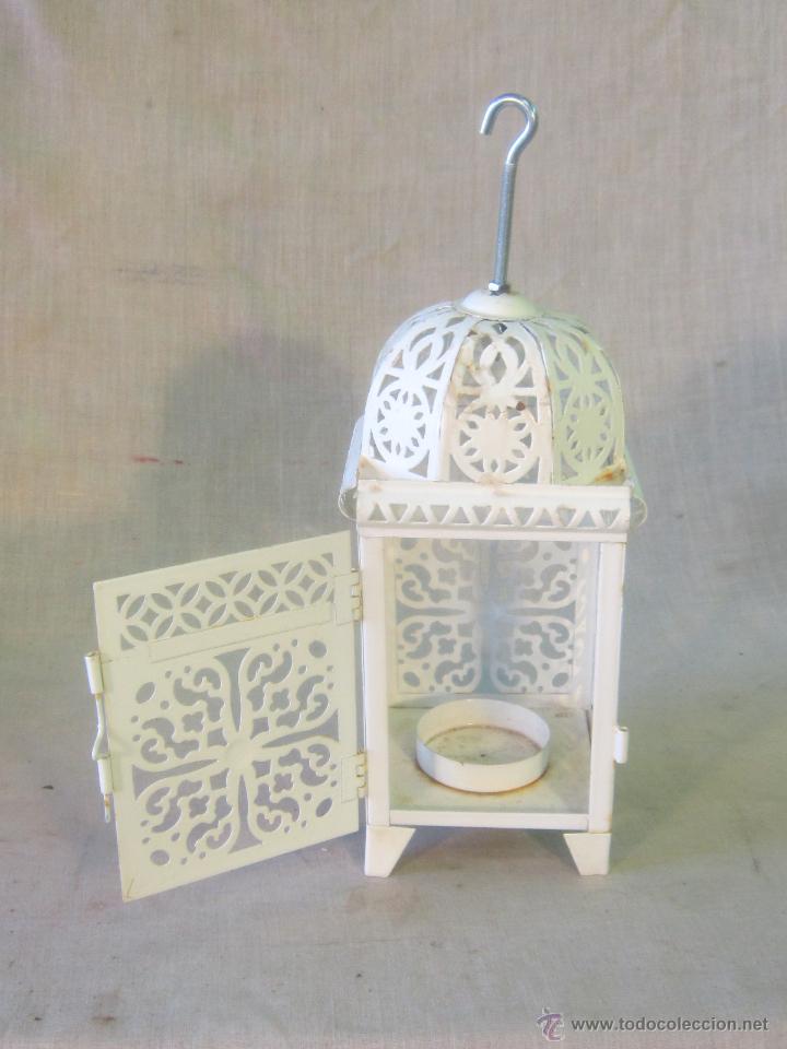 Vintage: FAROL EN METAL DE COLOR BLANCO - Foto 3