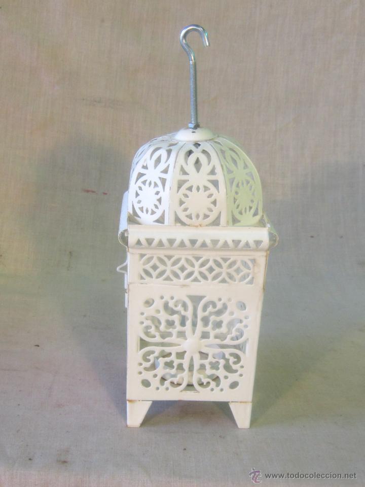 Vintage: FAROL EN METAL DE COLOR BLANCO - Foto 4