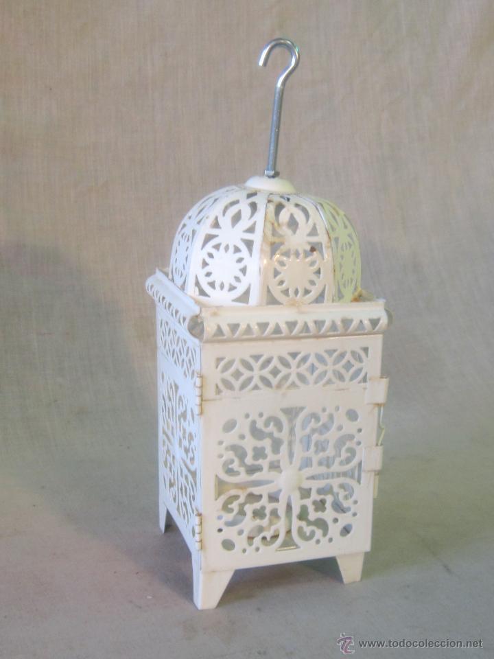 Vintage: FAROL EN METAL DE COLOR BLANCO - Foto 5