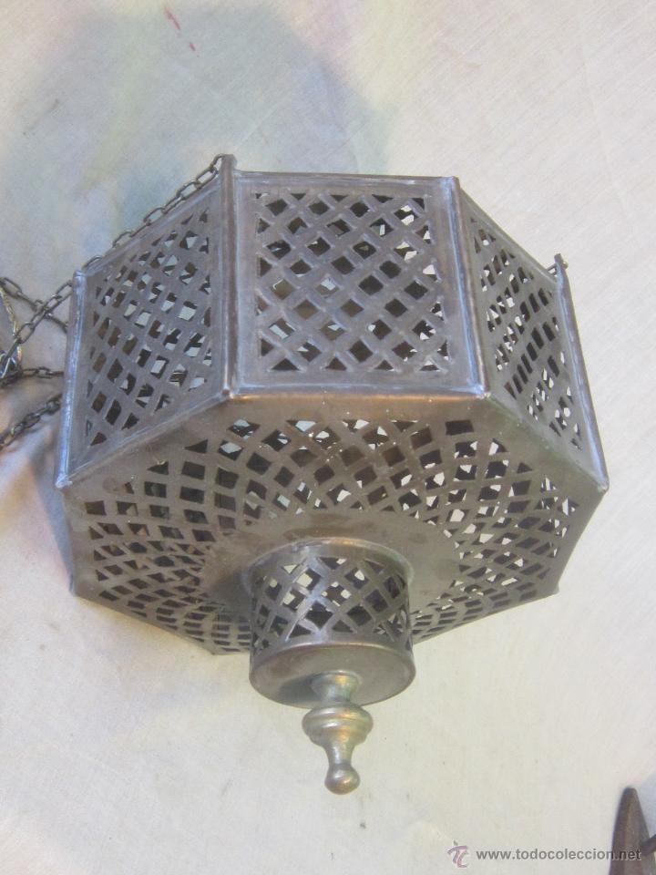 Vintage: LAMPARA FAROL DE COLGAR EN METAL - Foto 1