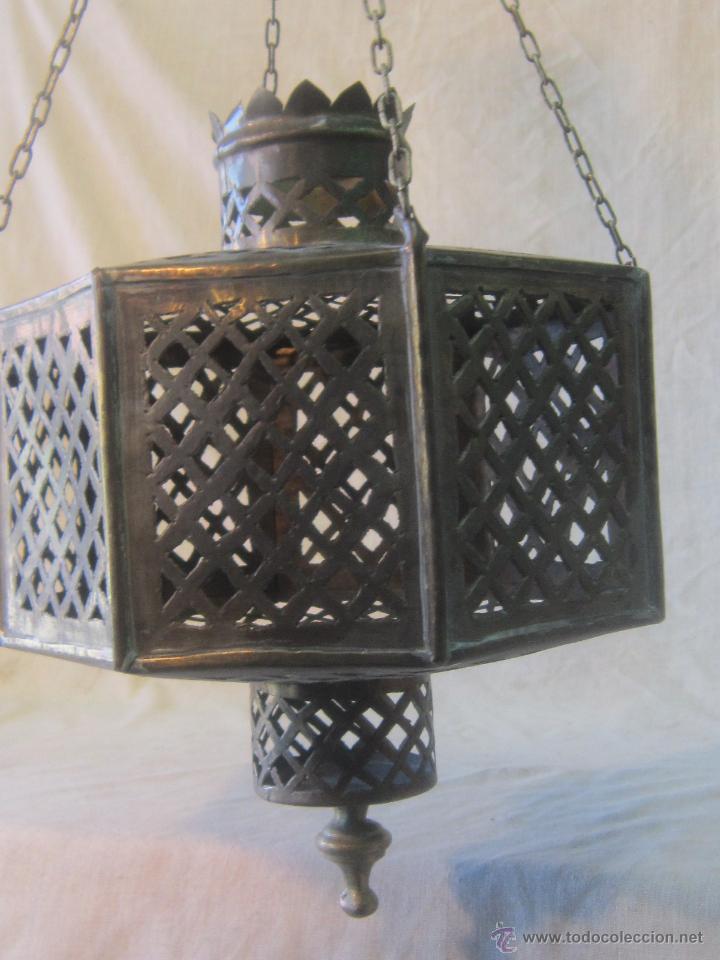 Vintage: LAMPARA FAROL DE COLGAR EN METAL - Foto 2