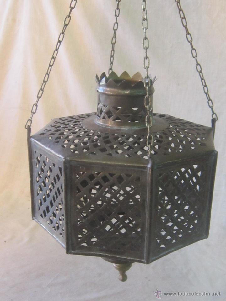 Vintage: LAMPARA FAROL DE COLGAR EN METAL - Foto 3