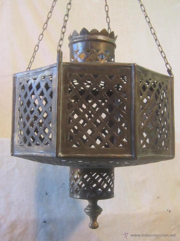 Vintage: LAMPARA FAROL DE COLGAR EN METAL - Foto 4