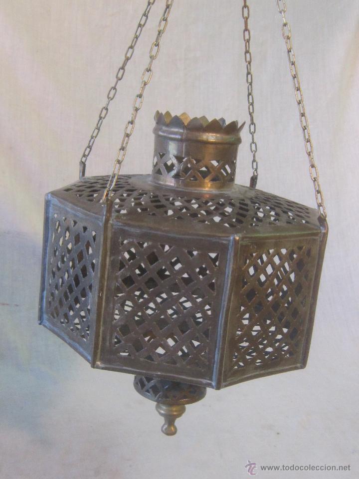 Vintage: LAMPARA FAROL DE COLGAR EN METAL - Foto 5