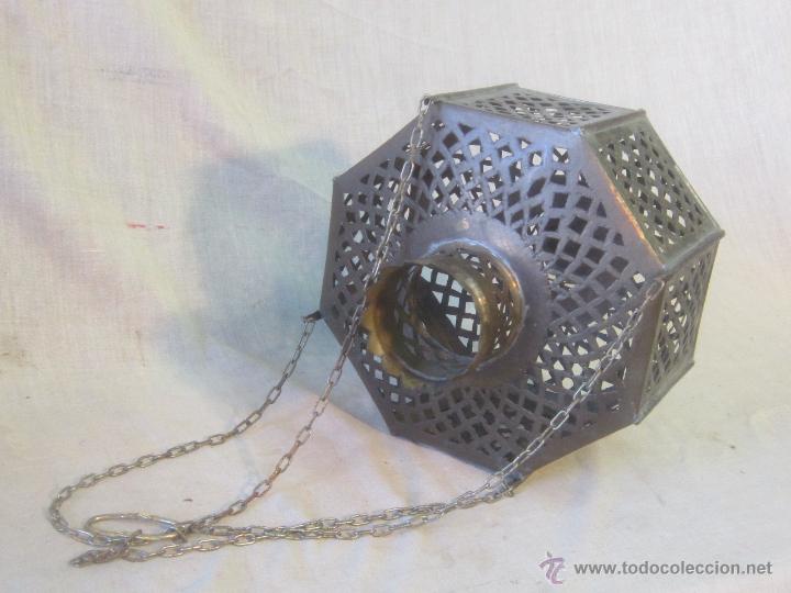 Vintage: LAMPARA FAROL DE COLGAR EN METAL - Foto 6