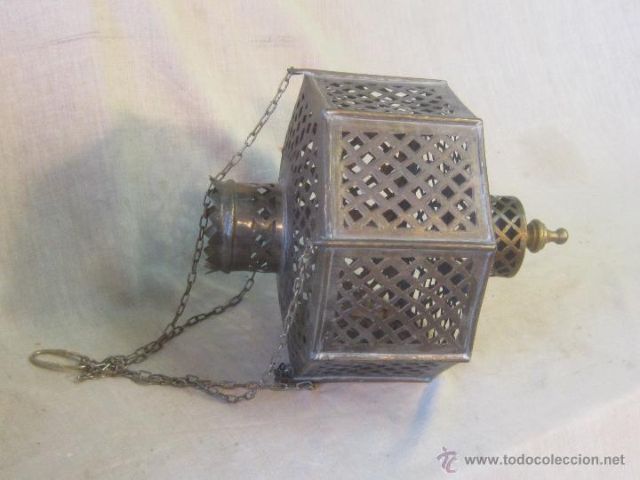 Vintage: LAMPARA FAROL DE COLGAR EN METAL - Foto 7