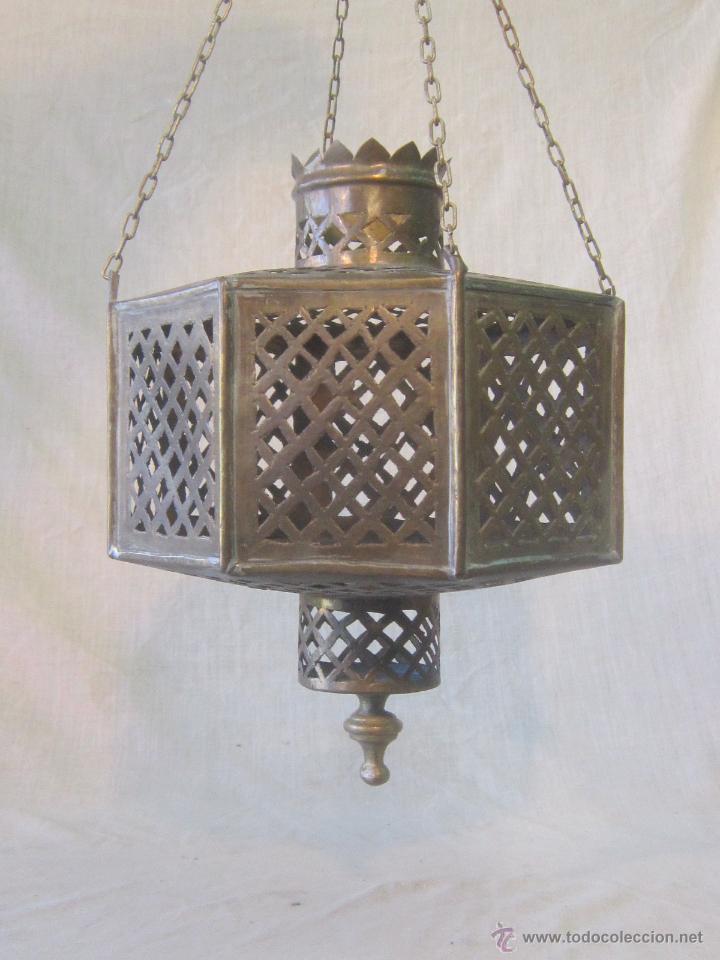 Vintage: LAMPARA FAROL DE COLGAR EN METAL - Foto 9